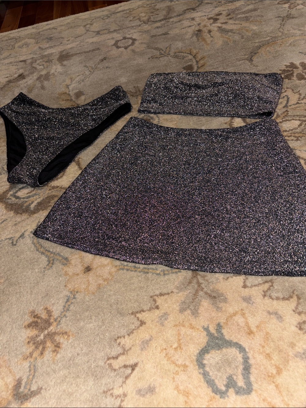 PINK Victoria's Secret Sparkle Purple Bikini Set with Skirt